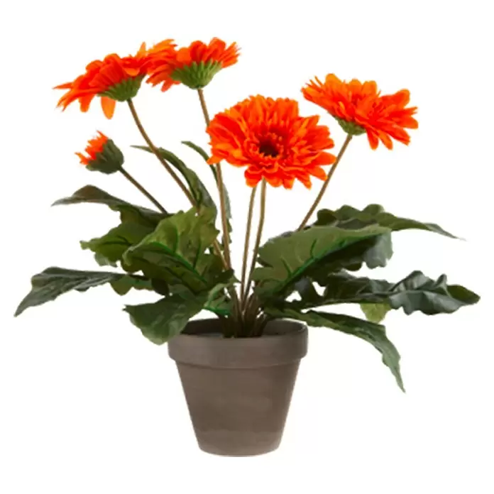 Planta artificial Gerbera - Altura: 35 cm, Naranja, Plástico - Vista frontal