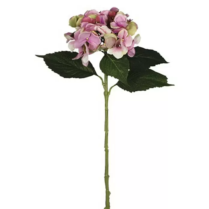 Flor artificial Hortensia - Altura: 51 cm, Rosa, Plástico - Primer plano