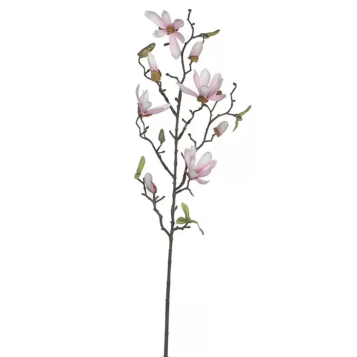 Flor artificial Magnolia - Altura: 75 cm, Rosa, Plástico - Primer plano