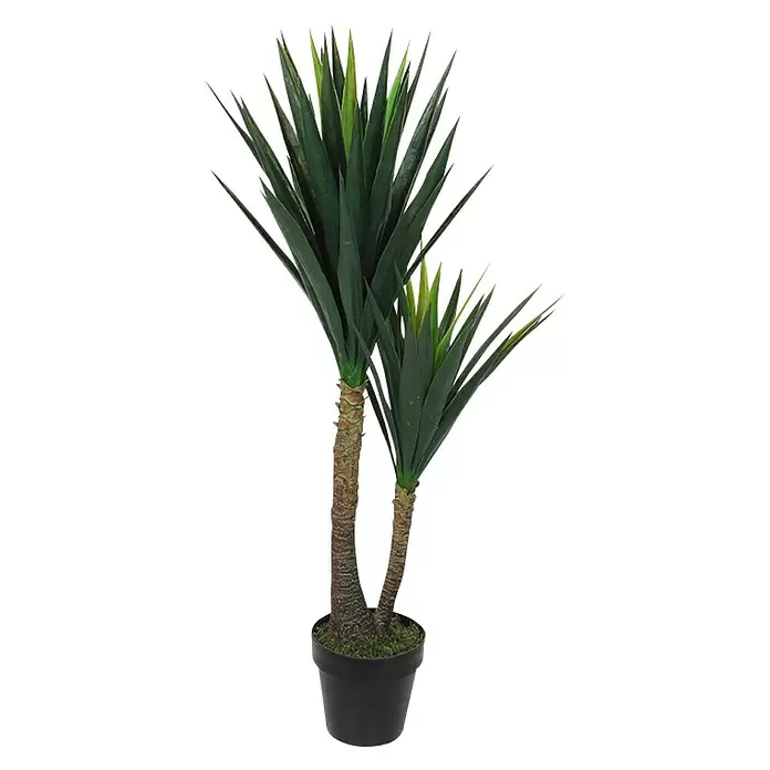 Planta artificial Yucca - Altura: 120 cm, Verde, Plástico - Vista frontal