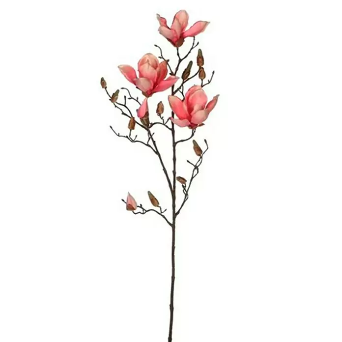 Kunstblume Magnolie - Höhe: 88 cm, Rot, Kunststoff - Detailaufnahme