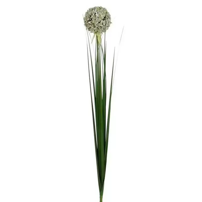 Flor artificial Allium - Altura: 80 cm, Blanco, Plástico - Primer plano