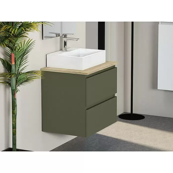 Mueble de lavabo Fons - 46 x 60 x 56 cm, Musgo, Mate - Foto ambiente