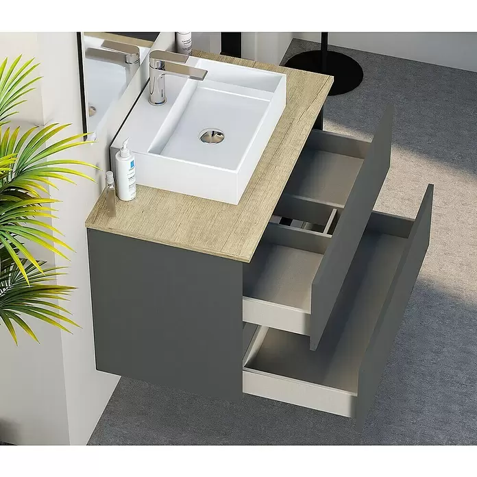 Mueble de lavabo Fons - 46 x 80 x 56 cm, Antracita, Mate - Foto ambiente
