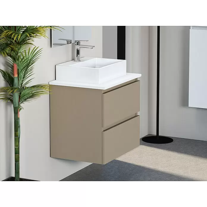 Mueble de lavabo Fons - 46 x 60 x 56 cm, Fango, Mate - Foto ambiente