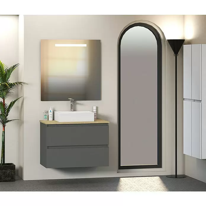 Mueble de lavabo Fons - 46 x 70 x 56 cm, Antracita, Mate - Foto ambiente
