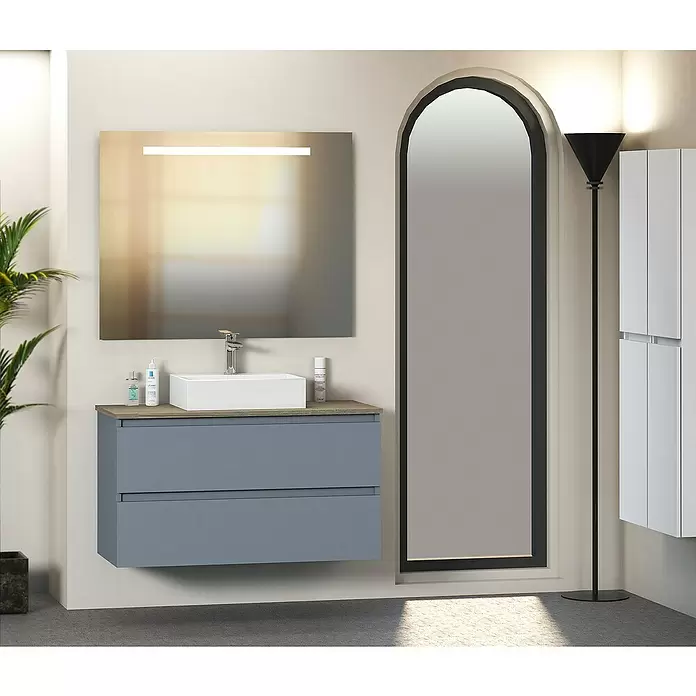 Mueble de lavabo Fons - 46 x 100 x 56 cm, Azul, Mate - Foto ambiente