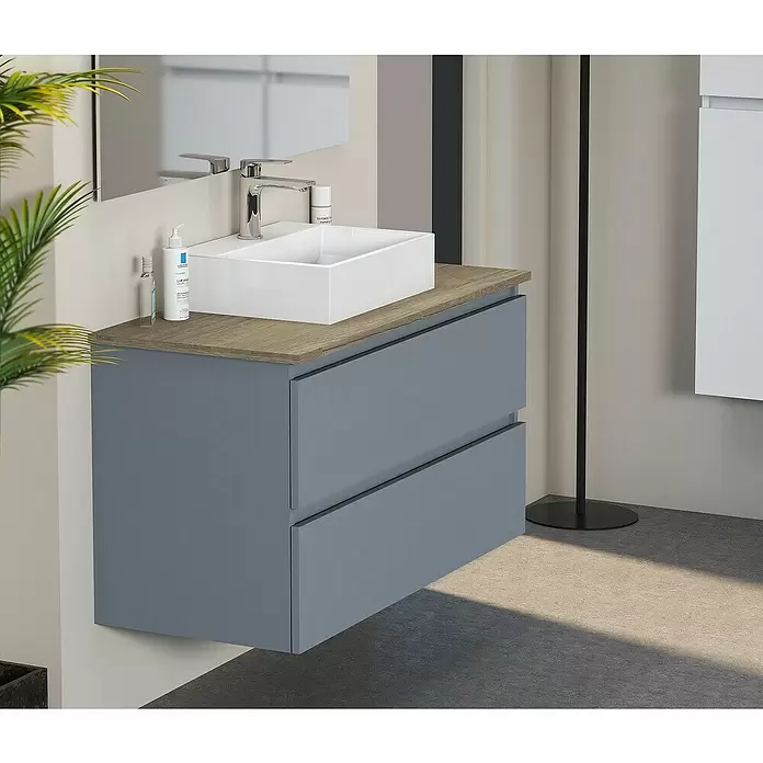 Mueble de lavabo Fons - 46 x 100 x 56 cm, Azul, Mate - Foto ambiente