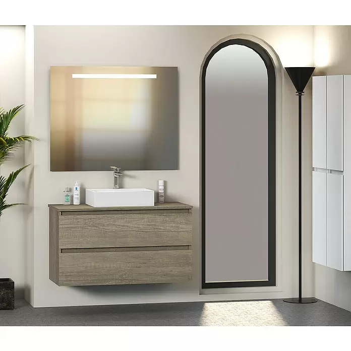 Mueble de lavabo Fons - 46 x 100 x 56 cm, Nebraska, Mate - Foto ambiente