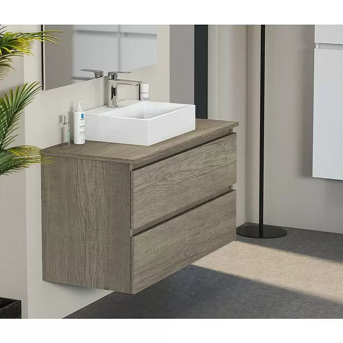 Mueble de lavabo Fons - 46 x 100 x 56 cm, Nebraska, Mate - Foto ambiente