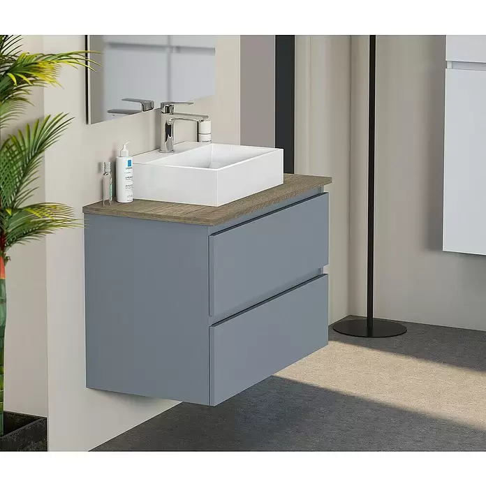 Mueble de lavabo Fons - 46 x 80 x 56 cm, Azul, Mate - Foto ambiente
