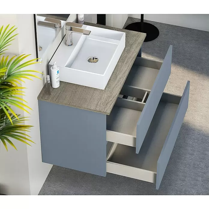 Mueble de lavabo Fons - 46 x 80 x 56 cm, Azul, Mate - Foto ambiente