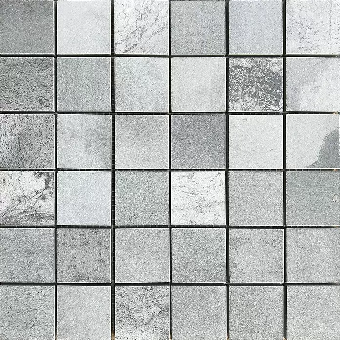 Oxyd Mosaikfliese Oxyd - 30 x 30 cm, Silbergrau, Schimmernd - Detailaufnahme