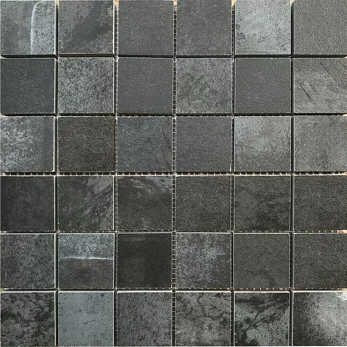 Oxyd Mosaikfliese Oxyd - 30 x 30 cm, Schwarz, Schimmernd - Detailaufnahme