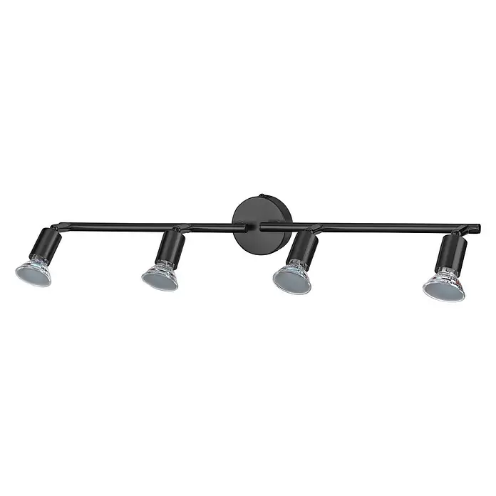 Tween Light LED-Deckenstrahler Bari - 16 W, L x B x H: 60,5 x 8 x 13,5 cm, Schwarz, Schwarz, Warmweiß, 4 Stk. - Diagonale Ansicht