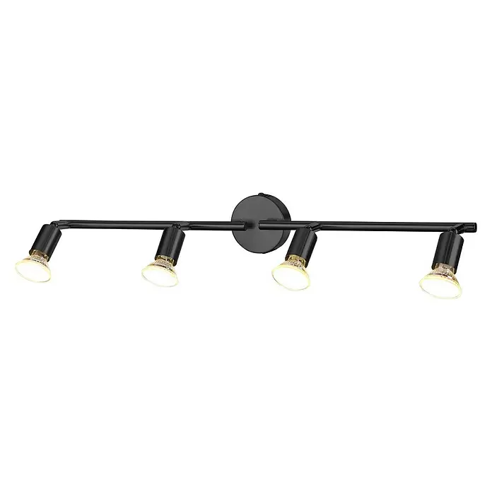 Tween Light LED-Deckenstrahler Bari - 16 W, L x B x H: 60,5 x 8 x 13,5 cm, Schwarz, Schwarz, Warmweiß, 4 Stk. - Diagonale Ansicht