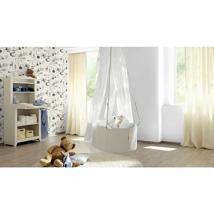 Rasch Kids & Teens III Papiertapete Zelt - Beige/Grau, Motiv, 10,05 x 0,53 m - Stimmungsaufnahme