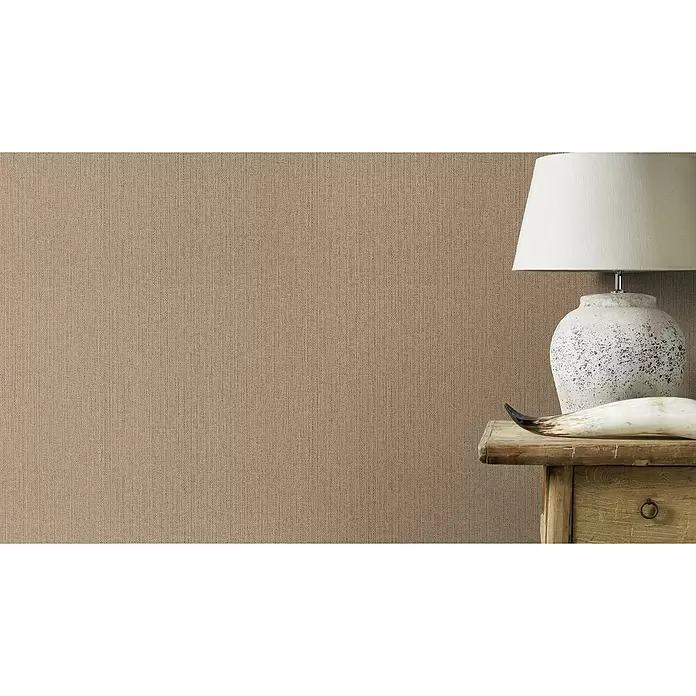 Rasch Vliestapete - Braun/Beige, Uni, 10,05 x 0,53 m - Stimmungsaufnahme