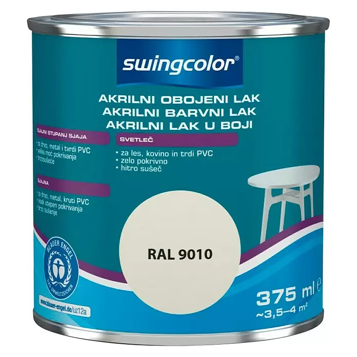 swingcolor Lak u boji - čisto bijele boje, 375 ml, Sjaj - Pogled sprijeda