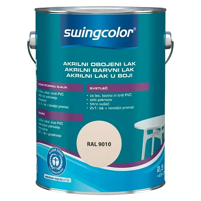 swingcolor Lak u boji - čisto bijele boje, 2,5 l, Sjaj - Pogled sprijeda