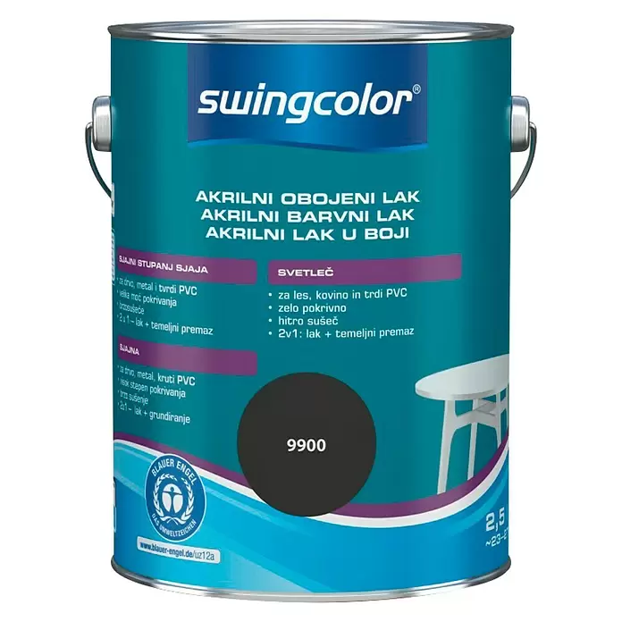 swingcolor Lak u boji - Crne boje, 2,5 l, Sjaj - Pogled sprijeda