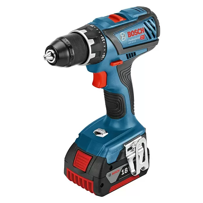Bosch Professional Akku-Bohrschrauber GSR 18V-28 - 18 V, 2 Akkus, 4 Ah, Leerlaufdrehzahl: 0 U/min - 1.900 U/min - Diagonale Ansicht