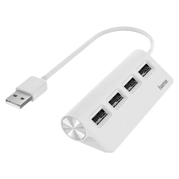 Hama Hub USB - x 4, Blanco, Acoplamiento USB A - Vista angular