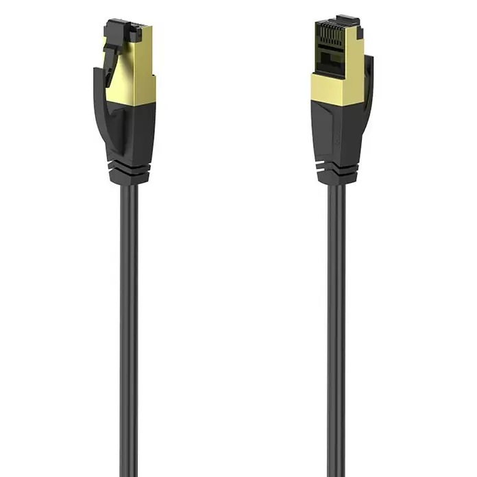 Hama Netzwerk-Kabel CAT-8 - Länge: 5 m, Schwarz, RJ45-Stecker, Bis zu 40 Gbit/s - Detailaufnahme