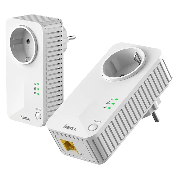 Hama WLAN-Verstärker - 1 x Schukostecker (Typ F), 1 x RJ45-Buchse - Diagonale Ansicht