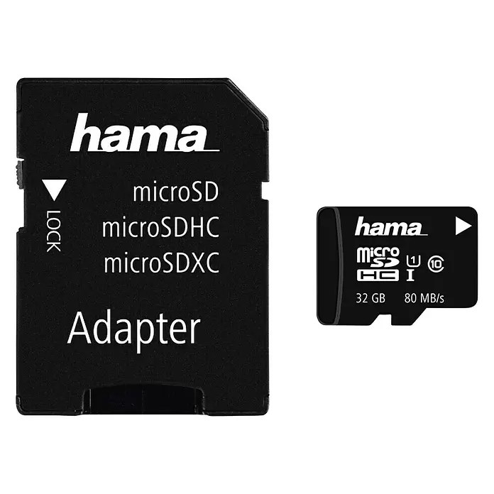 Hama microSDHC-Karte - 1 x microSDHC-Karte 32 GB, 1 x SD-Adapter, 32 GB - Vorderansicht