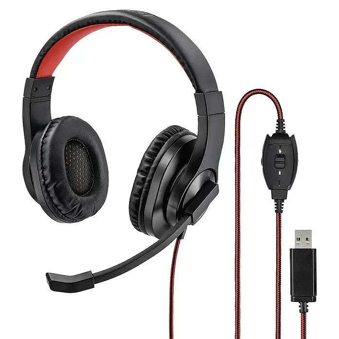 Hama Auriculares con micrófono HS-USB400 - Negro - Vista frontal