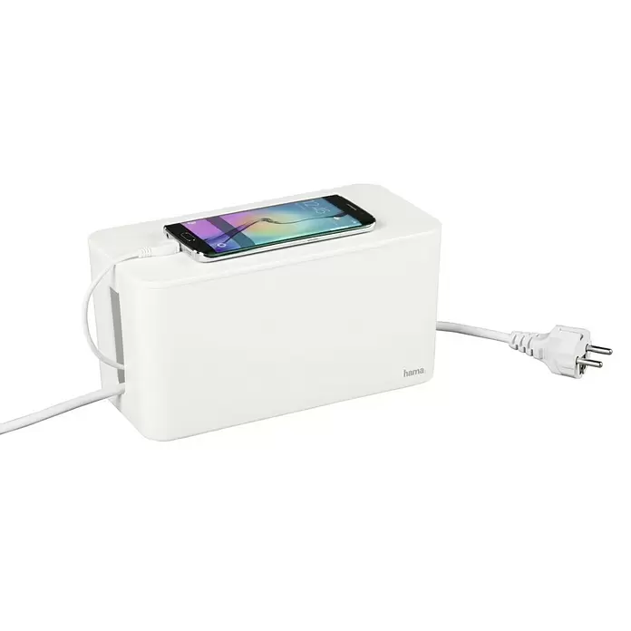Hama Kabelbox Mini - Weiß, 23,5 x 12 x 11,5 cm - Diagonale Ansicht