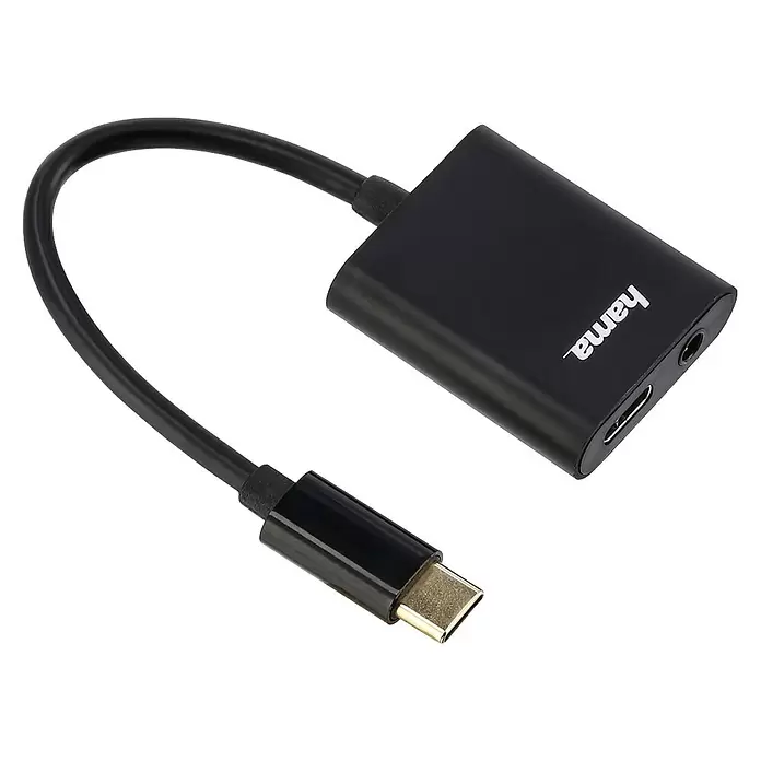 Hama Audio-Adapter und Ladeadapter - USB C-Stecker, Klinkenstecker 3,5 mm - Diagonale Ansicht