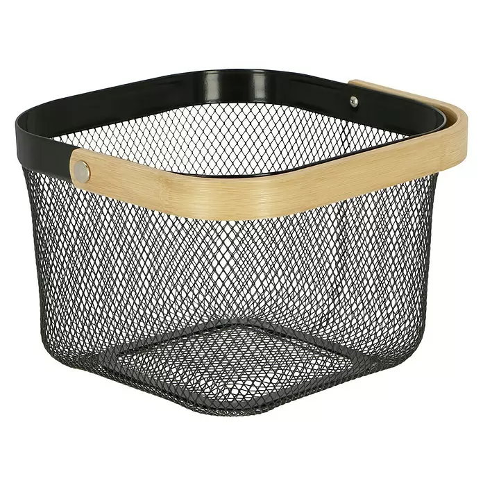 Metallkorb - L x B x H: 18 x 25 x 25 cm, Metall, Schwarz - Diagonale Ansicht