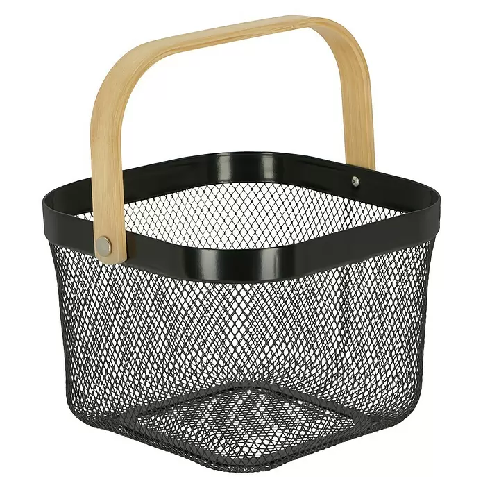Metallkorb - L x B x H: 18 x 25 x 25 cm, Metall, Schwarz - Diagonale Ansicht