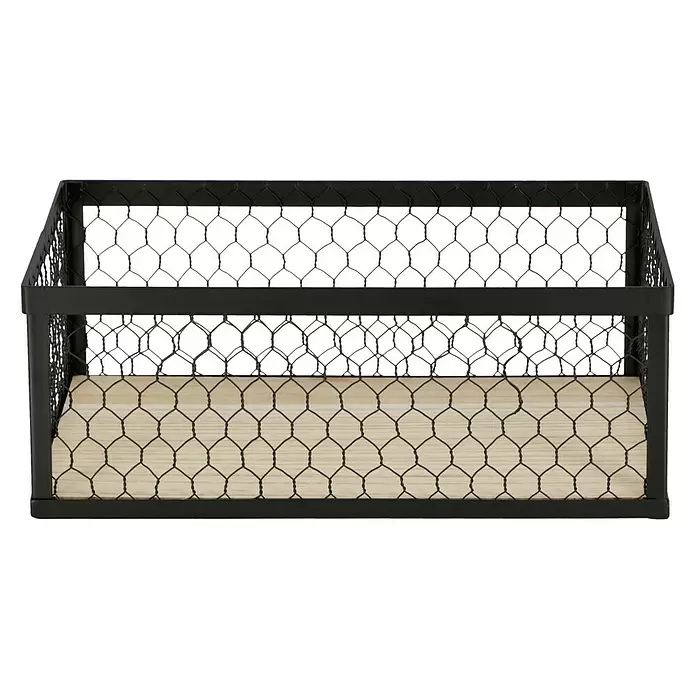 Aufbewahrungs-Set 3-teilig - 1 x Metallkorb 40 x 28 x 16cm, 1x  Metallkorb 36 x 24 x 14cm, 1x Metallkorb 32 x 20 x 12 cm - Vorderansicht