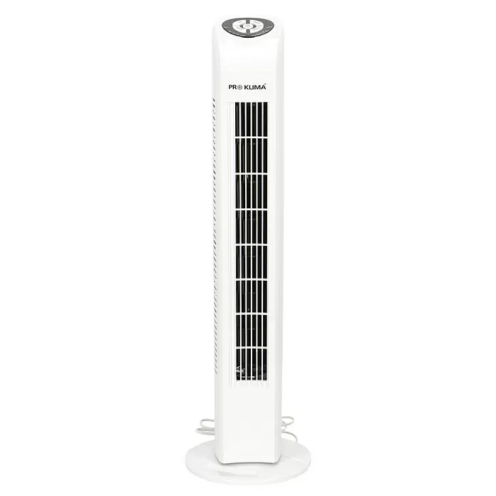 Proklima Turmventilator - Weiß, 78 cm, 50 W, 258 m³/h, Timer - Vorderansicht