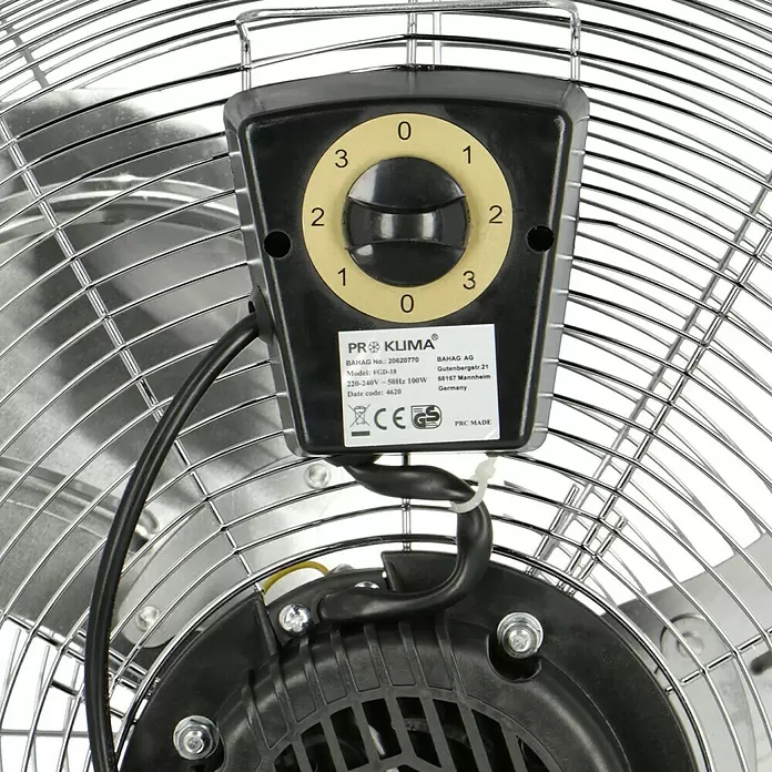 PR Klima Ventilador de suelo Speed - Plateado, 45 cm, 100 W, 4.770,6 m³/h - Primer plano