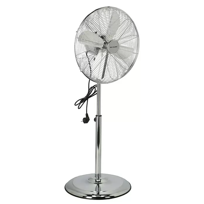 PR Klima Ventilador de pie retro - Plateado, Diámetro: 40 cm, 50 W, 3.700 m³/h - Vista angular