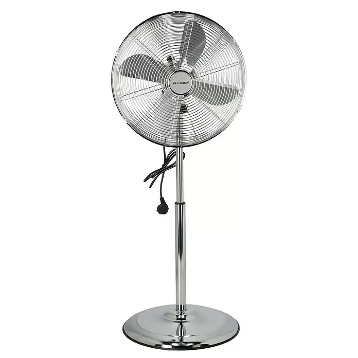 PR Klima Ventilador de pie retro - Plateado, Diámetro: 40 cm, 50 W, 3.700 m³/h - Vista frontal