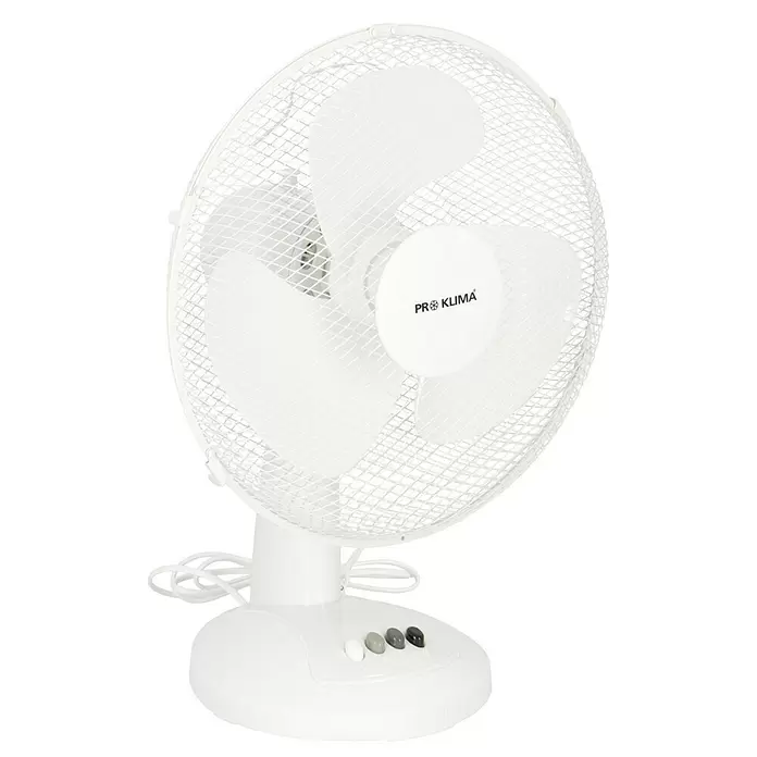 Proklima Tischventilator - Weiß, Durchmesser: 30 cm, 40 W, 1.890 m³/h - Diagonale Ansicht