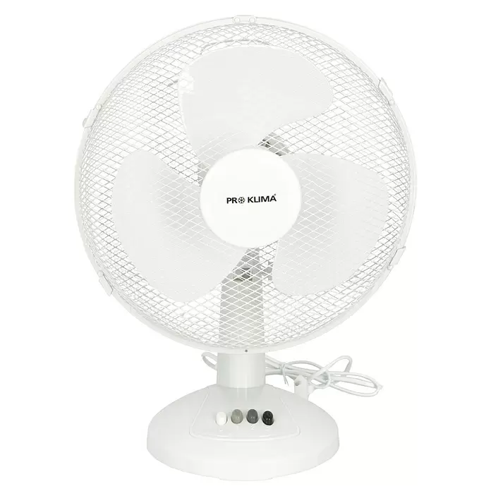 Proklima Tischventilator - Weiß, Durchmesser: 30 cm, 40 W, 1.890 m³/h - Vorderansicht