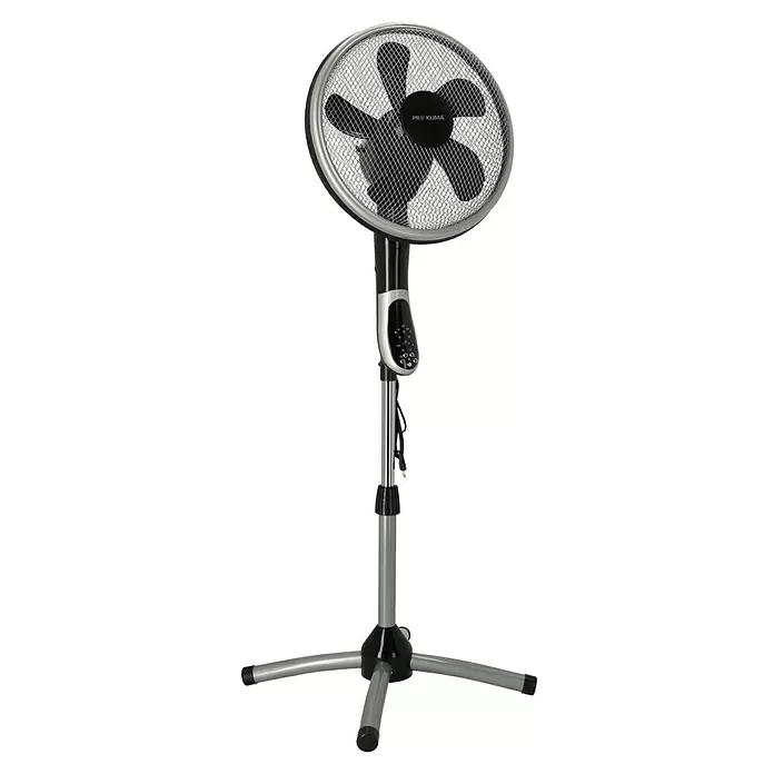Proklima Standventilator - Silber/Schwarz, Höhe: 148 cm, 55 W - Diagonale Ansicht