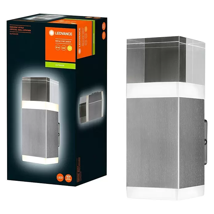 Ledvance LED-Außenwandleuchte - 9 W, 10,5 x 8 x 21,5 cm, Stahl, IP44 - Diagonale Ansicht