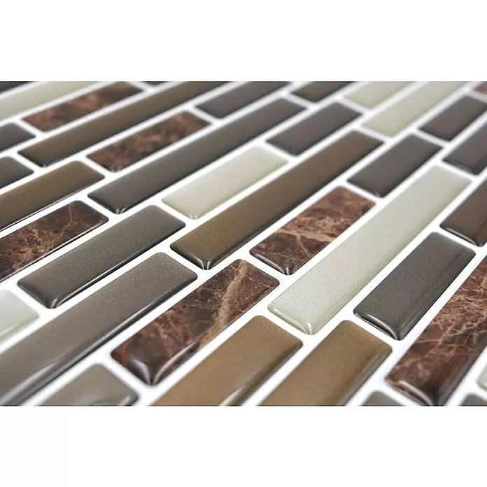 Selbstklebemosaik Marble SVM 24088 - 4 Stk., 23,6 x 25,5 cm, Vinyl, Mix Braun - Detailaufnahme
