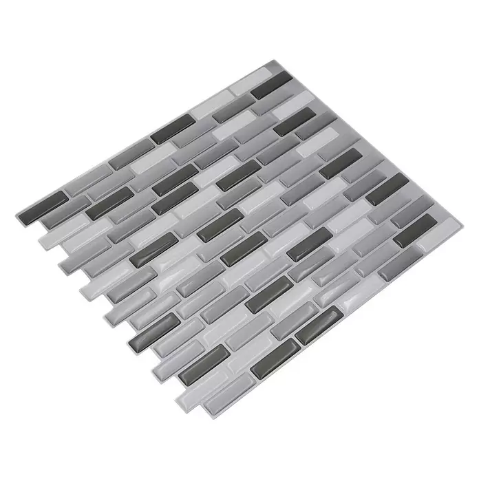 Selbstklebemosaik SVM 24086 - 4 Stk., 23,6 x 25,5 cm, Vinyl, Grau/Silber - Diagonale Ansicht