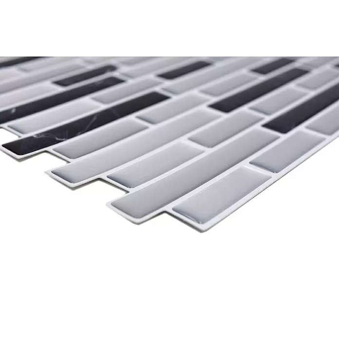Selbstklebemosaik Midnight Marble SVM 24050 - 4 Stk., 23,6 x 25,5 cm, Vinyl, Silber/Schwarz - Detailaufnahme