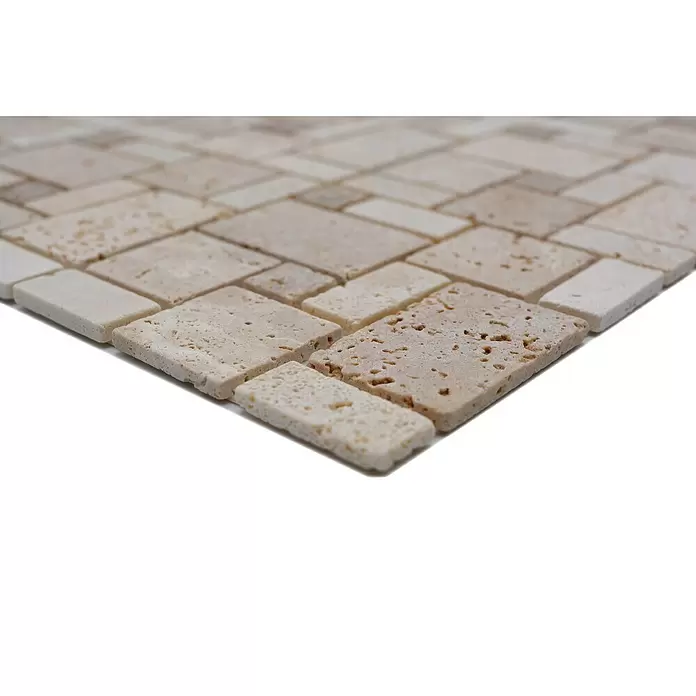 Öntapadós mozaik Travertin SAM 4CM14 - Természetes kő, Keverje össze a bézst - Közeli felvétel