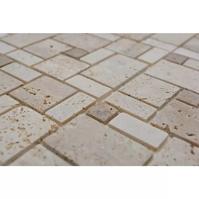 Öntapadós mozaik Travertin SAM 4CM14 - Természetes kő, Keverje össze a bézst - Közeli felvétel