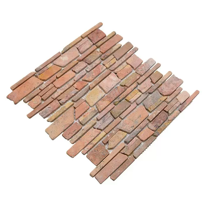 Mozaïektegel MOS brick 220 - 30,5 x 30,5 cm, Rood, Mat - Diagonaal zicht